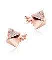 Tetrahedrom Shaped With CZ Stone Silver Ear Stud STS-5531